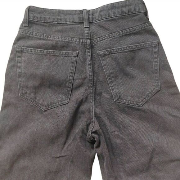 TOPSHOP MOTO Black Wide Leg Crop Jeans Gold Side Stripe 26 - Picture 8 of 13